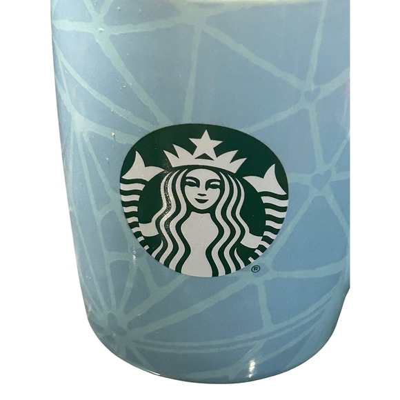 STARBUCKS Blue to Teal Green Ombre 10oz Coffee Mug 2021 Blue Geometric Design - Picture 2 of 6